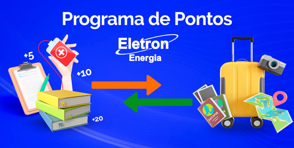 imagem com fundo azul escrito programa de pontos eletron